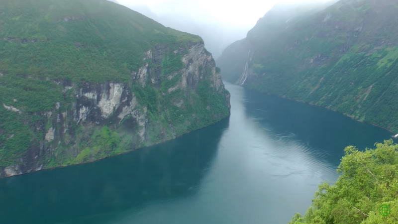 Geirangerfjord - River with mountains